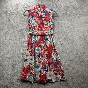 Vintage Joan Leslie by Kasper Floral Dress Knee Length Sleeveless Small? Groovy‎